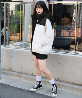 WEGO 【25年秋冬新作/ユニセックス着用ITEM/MLサイズ展開】2WAYパファーベスト ホワイト