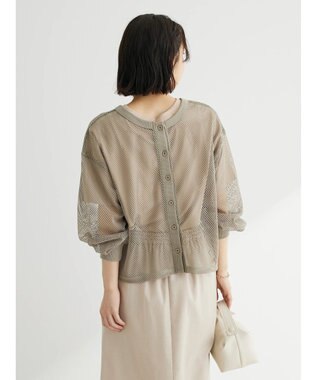 Green Parks ・ＥＬＥＮＣＡＲＥ　ＤＵＥ　２ｗａｙメッシュカーディガン Khaki