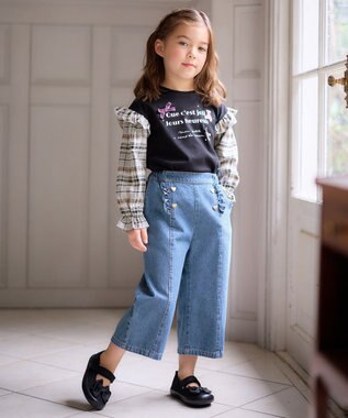 ANY KIDS デニム ワイド パンツ ブルー系デニム