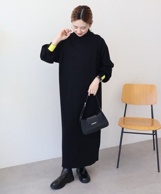 AMERICAN HOLIC バイパチモックネックニットワンピース Black