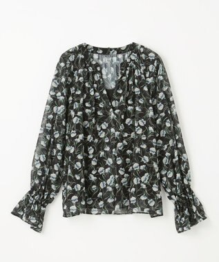 GRACE CONTINENTAL スモールフラワーケープトップ ブラック
