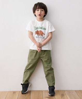 ANY KIDS 恐竜プリント 半袖 Tシャツ オフホワイト（トリケラトプス）