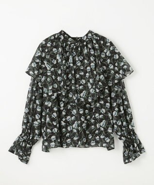 GRACE CONTINENTAL スモールフラワーケープトップ ブラック