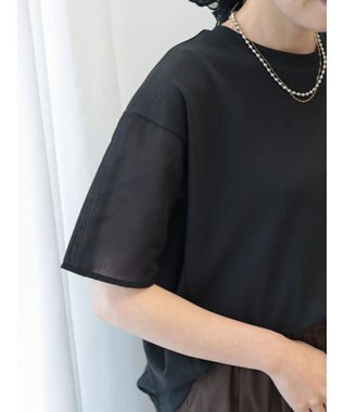 AMERICAN HOLIC 異素材ショルダー切替カットプルオーバー Black