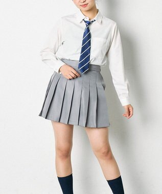 WEGO 【SCHOOLITEM】ポケット付き無地プリーツスカート グレー