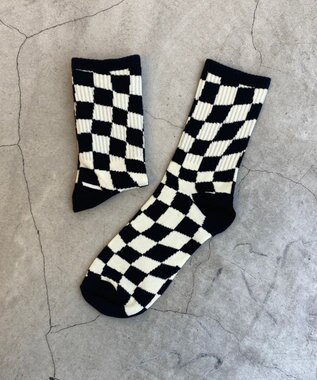 WEGO ウェーブチェッカーソックス ブラックその他