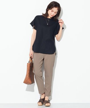 ANY 【洗える】ライトリネンクロスフレアスリーブ ブラウス ブラック