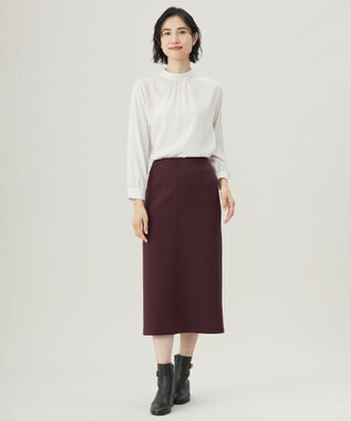 J.PRESS LADIES L 【WEB限定カラーあり・洗える】ダンボール ナロー スカート 【WEB限定】ボルドー系