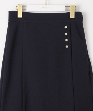 ANY SIS 【洗える】メルトンジャージー スカート ネイビー