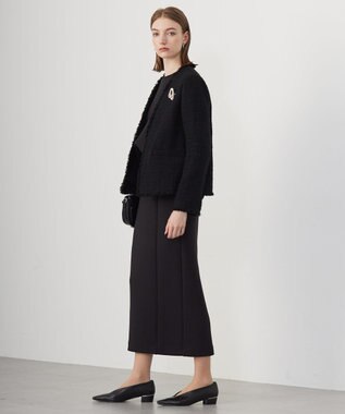 ICB 【CLASSY.1月号掲載】ルレックスツイード ノーカラージャケット ブラック系