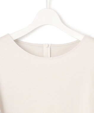 23区 L 【Lサイズ限定/洗える】スカーフプリントコンビ スリーブデザイン カットソー ベージュ×ブラック