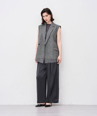 uncrave シャイニーダブルサテン ワイドパンツ スレート