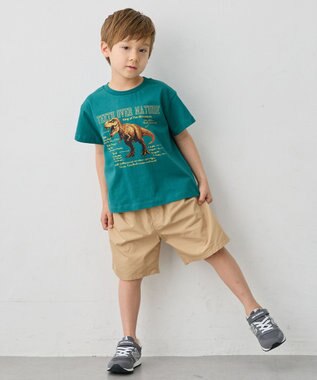 ANY KIDS 【洗濯機可能】恐竜プリント 半袖Tシャツ グリーン