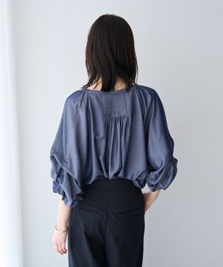 YECCA VECCA ホイップスリーブブラウス Navy