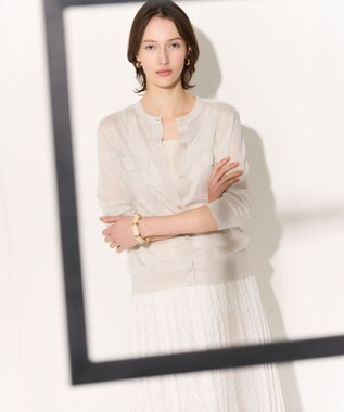 23区 S シャイニーリブ スクエアネック タンクトップ アイボリー系