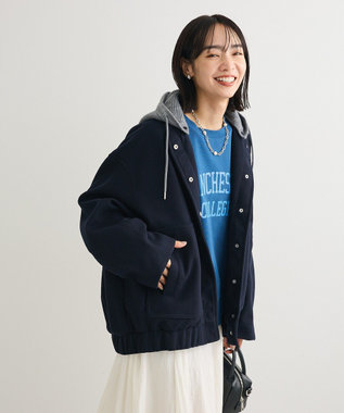 Green Parks ニットフード付きウーリーブルゾン