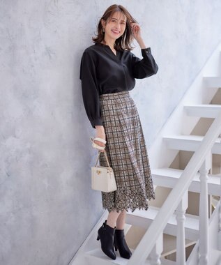 ANY SIS 【AIコラボ】スタンドカラースキッパー ブラウス ブラック