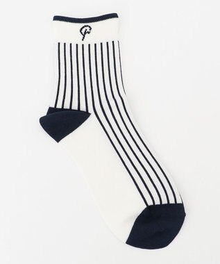 23区GOLF 【23Fondation】【WOMEN】ストライプ ショートソックス ネイビー系