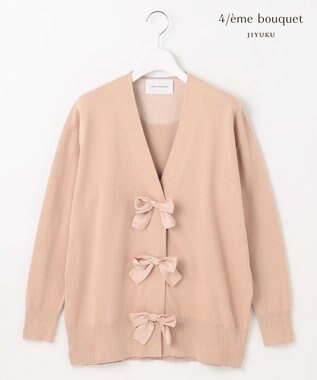 自由区 【カトリエムブーケ】Detail du ruban リボンディティールカーディガン ライトローズ