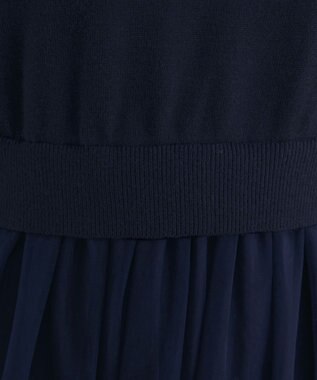 Tiaclasse 【洗える】チュールレースドッキングワンピース ネイビー