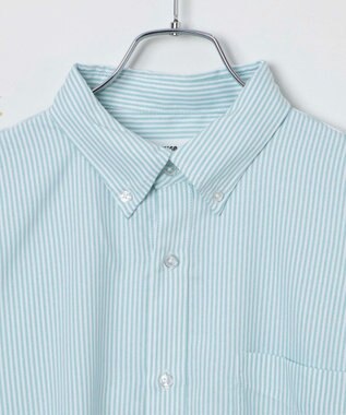 WEGO 【ユニセックス着用ITEM/シワになりにくい】イージーケアオックスフォードシャツ（S） グリーンストライプ