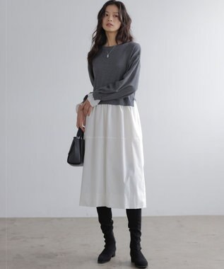 組曲 バルーンドッキングワンピース グレー系