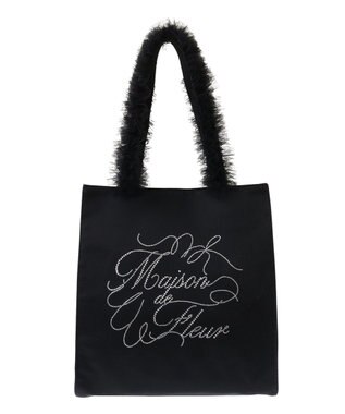 Maison de FLEUR チュールハンドルラインストーントートバッグ Black