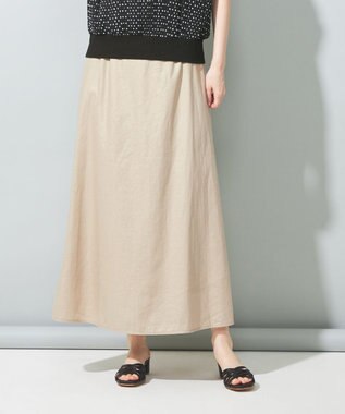 SHARE PARK LADIES 【洗える】リネンレーヨンコーティングウォッシュスカート ベージュ
