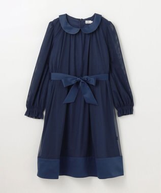 組曲 KIDS 【150-160㎝】チュールフレア ドレス ネイビー