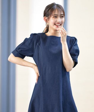 Tiaclasse L デニムマーメイドワンピース ネイビー