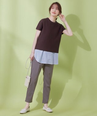 ANY クロップド丈ガーターニット ブラウン