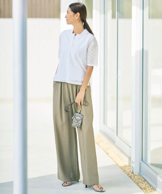 自由区 L 【SHIHOさん着用・ご好評アイテム・新色追加・セットアップ対応】エアリーツイルワイド パンツ ［新色］ライトベージュ