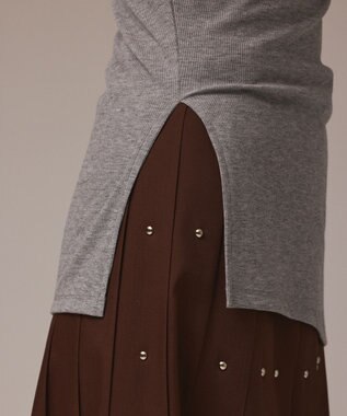 GRACE CONTINENTAL ラメリブジャージトップ グレー