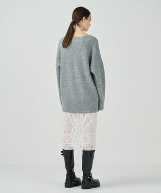 GRACE CONTINENTAL シアーレースニットワンピース グレー