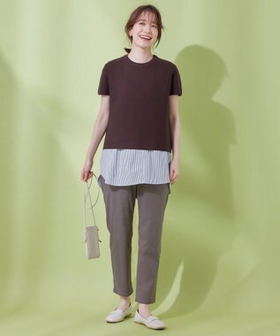 ANY クロップド丈ガーターニット ブラウン