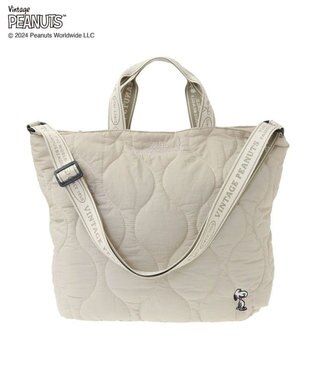 Green Parks ■ＰＥＡＮＵＴＳ　キルティングトートＬ Light Beige