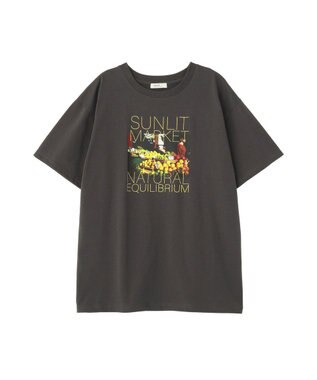 earth music&ecology アソートプリントＴシャツ Charcoal Gray