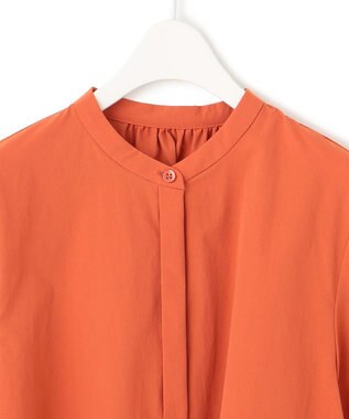 ICB 【接触冷感・UVカット・洗える】ヴィンテージスパンブロード バンドカラーブラウス テラコッタ系