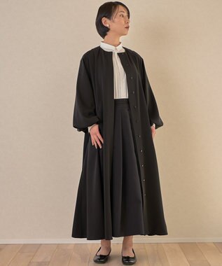 muuc ブラックフォーマルドレス〈礼服・ 喪服・日本製・オールシーズン〉〈上品なAライン・袖口ゴム・体型カバー・美しい落ち感〉〈冠婚葬祭・卒入学・日常着・前開き羽織り〉 ブラック