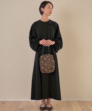 muuc ブラックフォーマルドレス〈礼服・ 喪服・日本製・オールシーズン〉〈上品なAライン・袖口ゴム・体型カバー・美しい落ち感〉〈冠婚葬祭・卒入学・日常着・前開き羽織り〉 ブラック