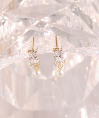 Phoebe 【K10】リフレクトビジューパールピアス ゴールド