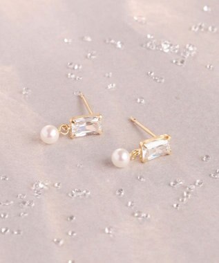 Phoebe 【K10】リフレクトビジューパールピアス ゴールド