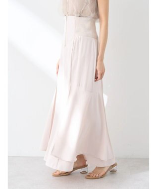 earth music&ecology サイドリブ切替バックレースアップスカート Ivory