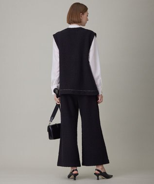 ICB L ブークレツイード ニットジレ チャコール系