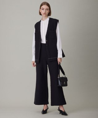 ICB L ブークレツイード ニットジレ チャコール系