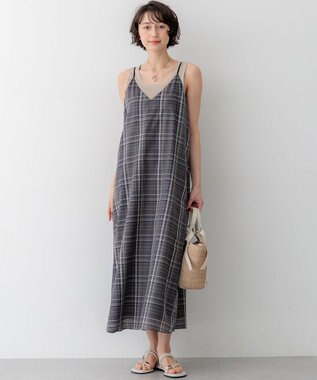 23区 【先行予約/見上愛さん着用】ハイツイストシアーチェック キャミソールワンピース グレーチェック