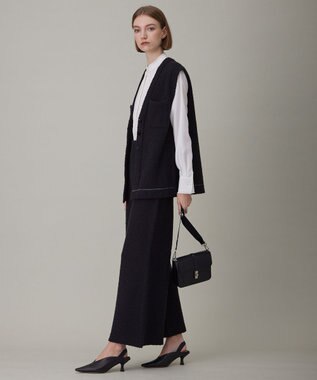 ICB L ブークレツイード ニットジレ チャコール系