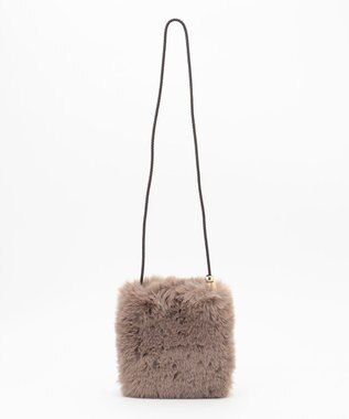 自由区 フェイクファーポシェット ブラウン系