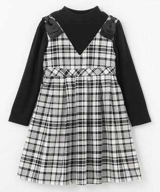ANY KIDS ドッキングチェックワンピース ブラック