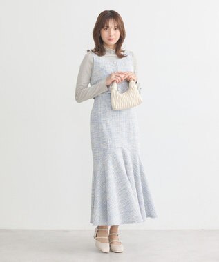 earth music&ecology カットソーツイードビスチェ Blue